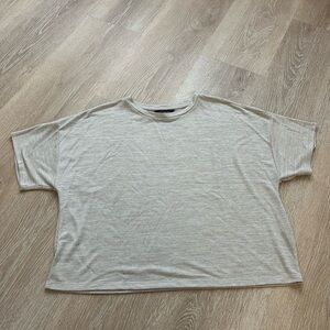 Banana Republic Boxy Luxespun Beige Heather Crewneck Oversized T-shirt